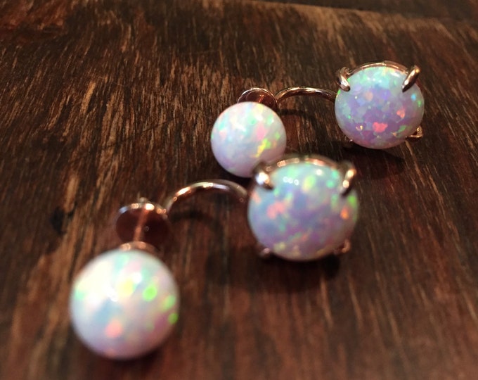 Opal earring - gold opal earring - silver opal earring - silver earring - white stone earring - gift