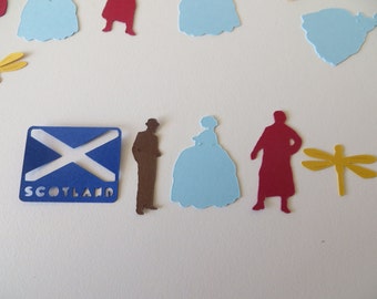 Outlander Inspired Confetti - Set of 130 - Handmade - Claire, Jamie Fraser, Scotland, Outlander Viewing Party, Book Club