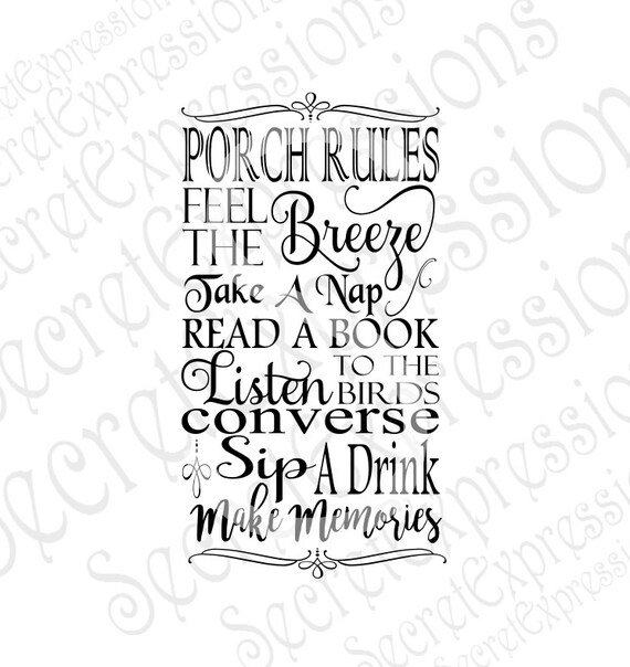 Porch Rules Svg Porch Rules Sign Svg Porch Svg Porch Sign