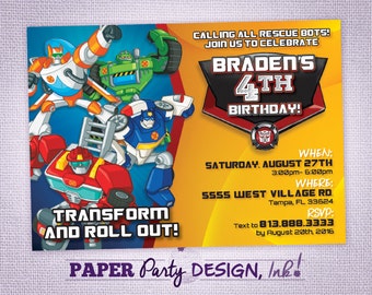 Rescue Bots Birthday Party Invitation, Rescue Bots Party Invitation, Rescue Bots Digital Invitation, Rescue Bots Printable Invitation