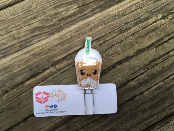 Iced coffee Planner Clip/Paper Clip/Feltie Clip. Coffee planner clip.