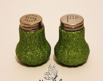 Glitter Salt & Pepper Shakers Set Lime Green
