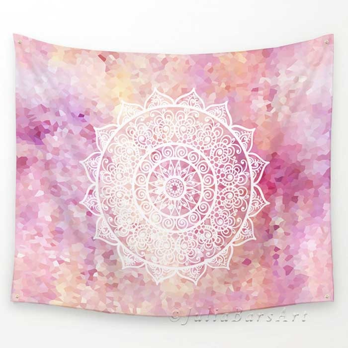 Pink Tapestry Mandala Tapestries Blush Tapestry Wall