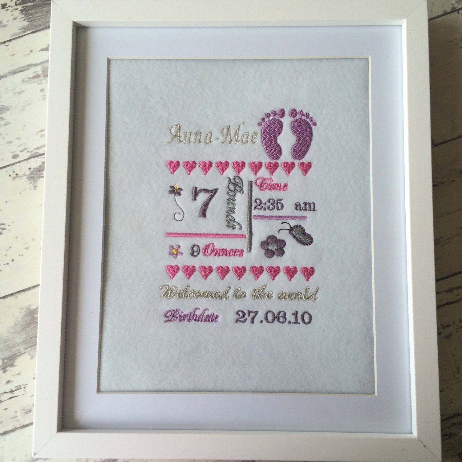 Birth Announcement Newborn Gift Framed Gift Personalised