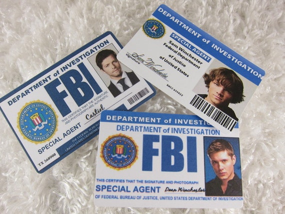 Set of 6 Supernatural Inspired FBI card Sam by Fantasticscissors