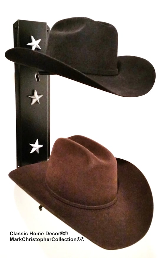 Cowboy Hat Holder Black with Silver Stars