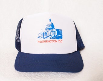 Vintage Trucker Hat, 80s Trucker Hat, Hipster Hat, Washington DC Trucker Hat, Washington DC Hipster Hat, Vintage DC Hat