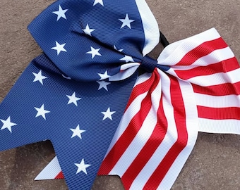 Flag Cheer Bow on Elastic Band