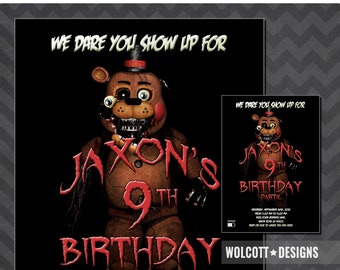 Five Nights at Freddy's Invitation, Fazzbear Invitation, Five Nights at Freddy's Party