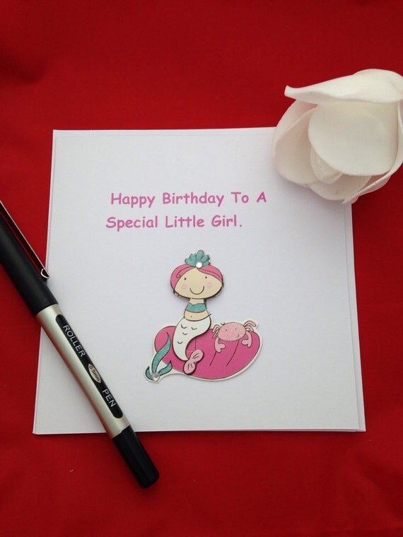 Cute Kids Cards Mermaid Inspired Card Special Little Girl