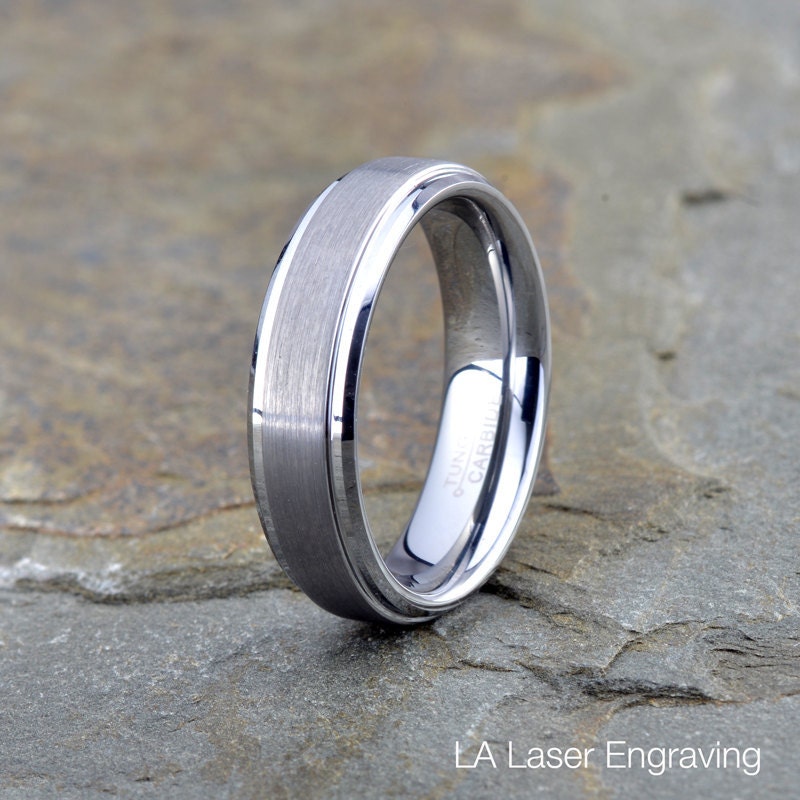 Tungsten Wedding Ring mens Band Brushed Ring Mens Wedding