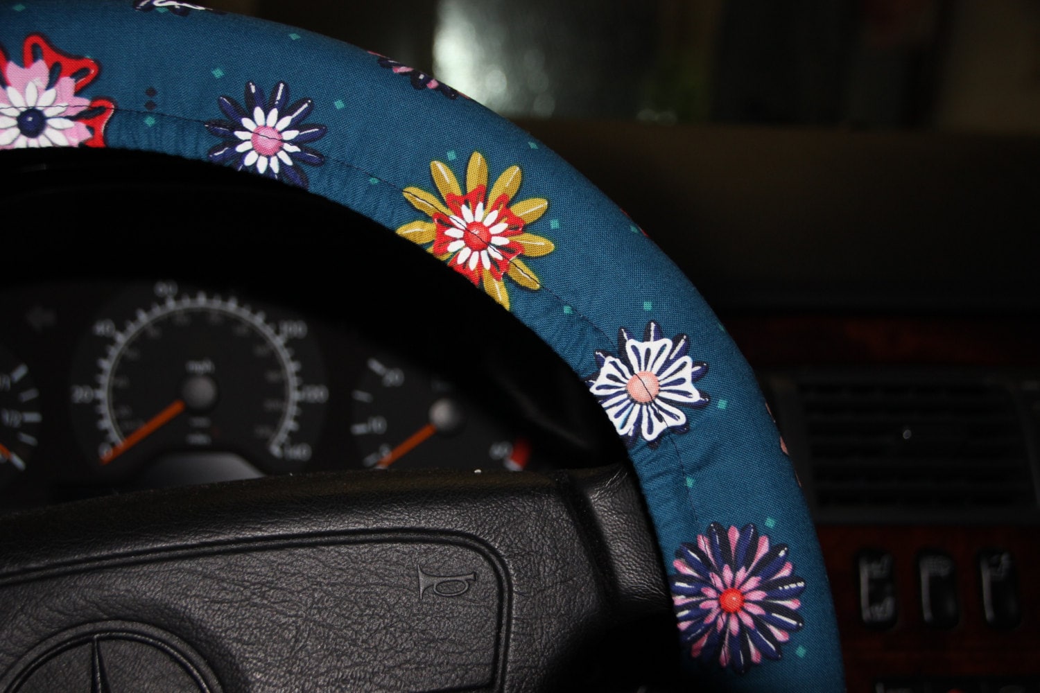 Floral Teal Steering wheel cover Wheel cover with flowers