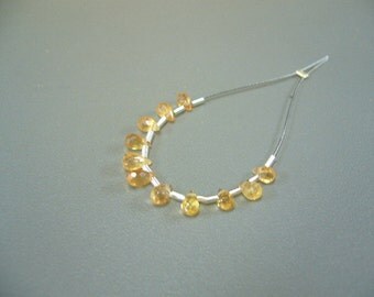 Micro Faceted Orange Sapphire Briolettes Set of 11