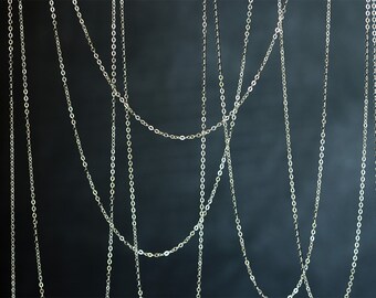 2096_Sterling silver chain 1.3mm x 2mm, 925 sterling silver chain, Flat silver chain, 925 Italy silver chain, Jewelry making silver chain_1m