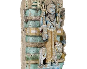 18th Century Stone Temple Carving, Stone Carving, Stone Statue, Carved stone statue,garden statue, Indian statue, stone Column, Garden Table