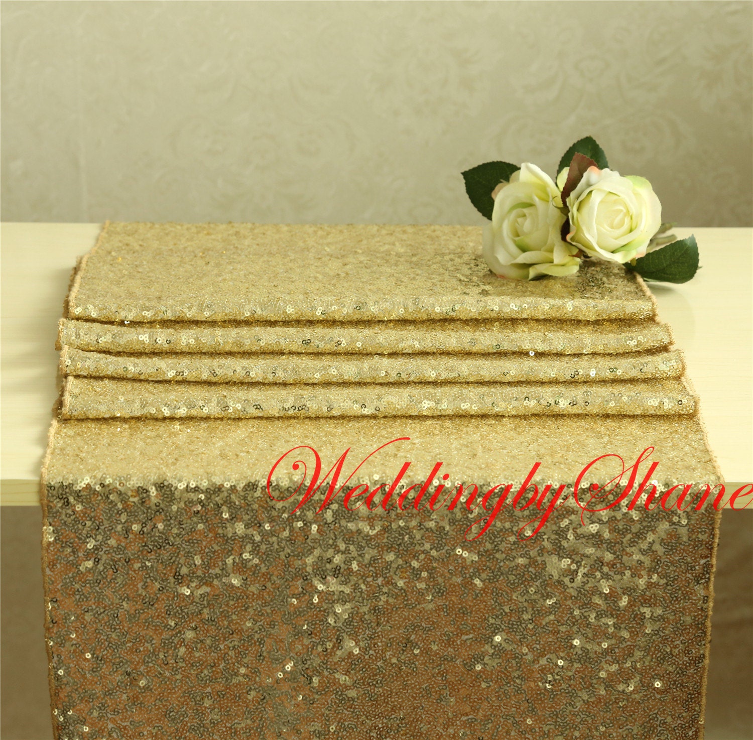 15 x 120 Light Gold Table runner Sparkly by WeddingbyShane on Etsy