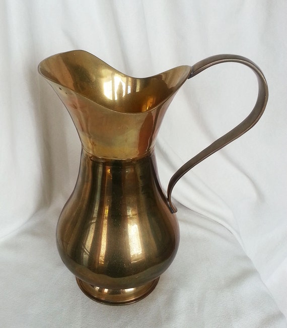 Solid Brass Pitcher HandmadeMade in India smooth by LOFTforvintage