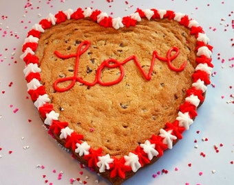 Heart Shaped Cookie, Chocolate Chip Cookie, Giant Heart Cookie, Homemade Cookies, Gourmet Cookie Cake, Valentine's Day Gift, Giant Cookie