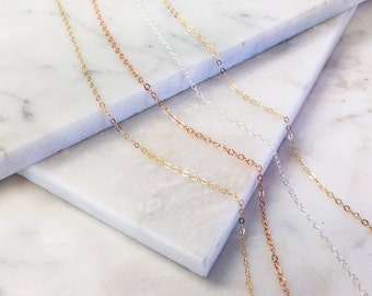 Thin Gold Chain Necklace, Dainty Layering Necklace, Delicate Chain, 14K Gold Filled Chain, Sterling Silver Chain, Layered and Charmed, LCCH1