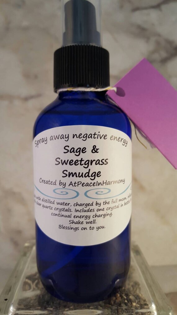 Sage/Sweetgrass Smudge Spray with Organic Pure by AtPeaceInHarmony