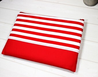 Macbook Pro case, 15 inch laptop case, Pro Retina sleeve, nautical laptop case, red stripe sleeve, zippered laptop case, Macbook sleeve 15