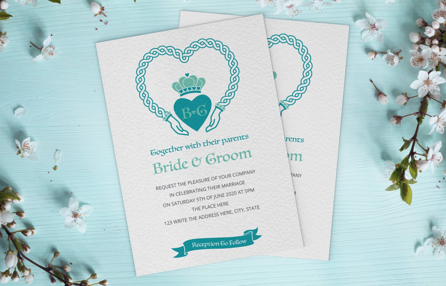 Custom Order Printable Irish Claddagh Ring Wedding Invitation
