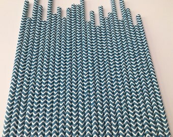 NAVY BLUE CHEVRON Paper Straws / Party Straws / Party Decore / Chevron Straws / Paper Party Straws / Navy Straws / Drinking Straws