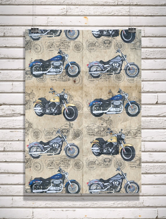 harley davidson christmas wrapping paper