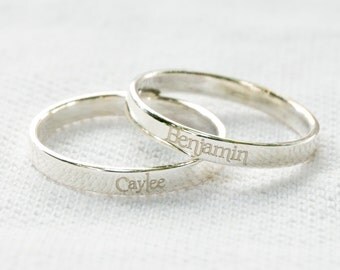 3 mm PROMISE RING For COUPLE,Custom Engraved Ring, Personalized ring,Name Ring,Sterling Silver,Stack Ring,Engagement ring for Women
