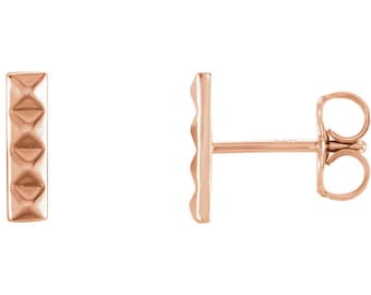 14K Gold Pyramid Fashion Stud Earrings