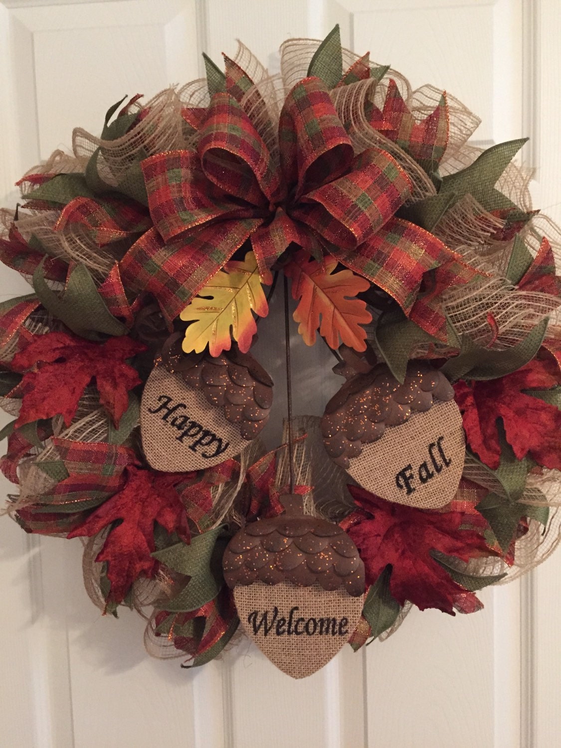 Fall Wreath Fall Welcome Wreath Autumn Wreath Burlap