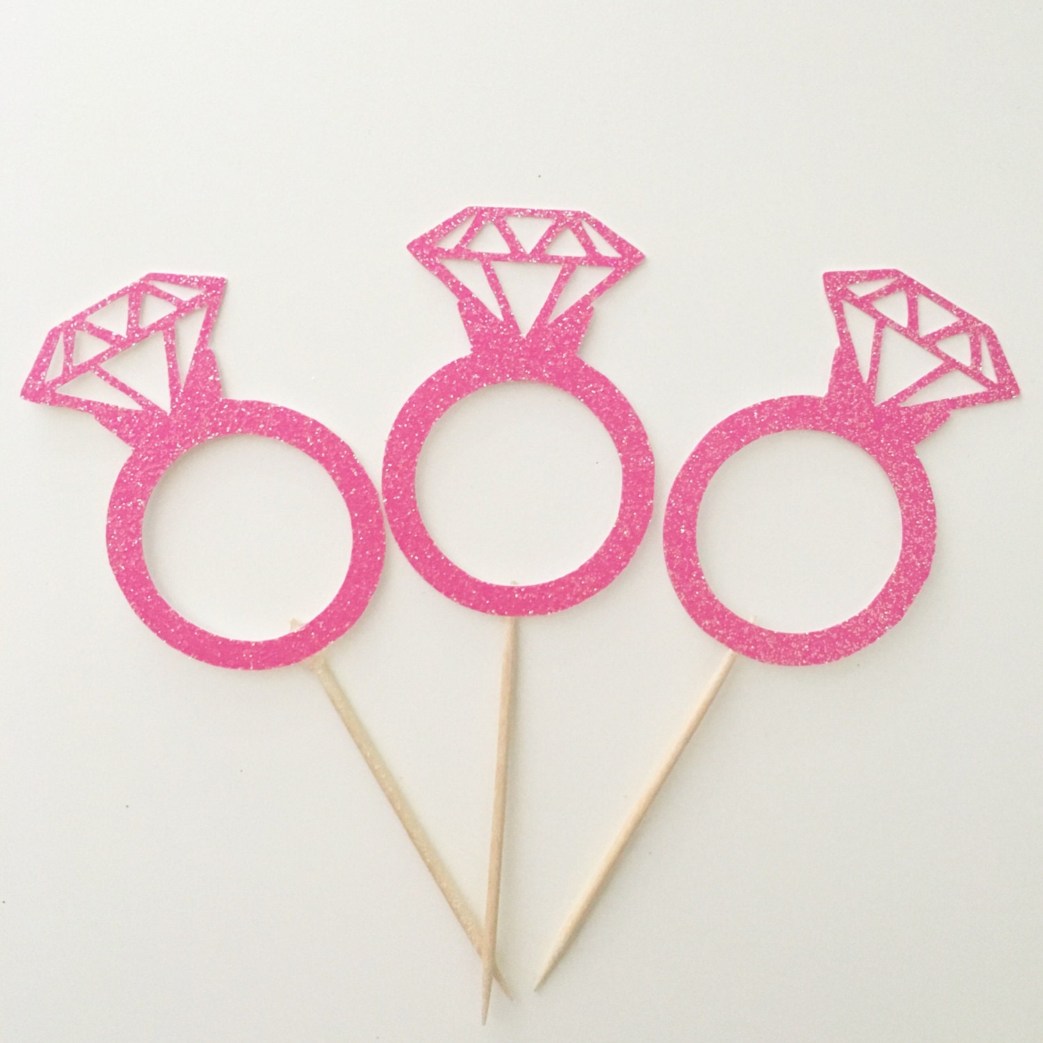 Glitter Diamond Ring Cupcake Toppers