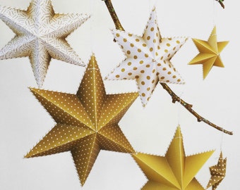 New year printable, New years eve decoration, printable gold stars garland, NYE party decoration, Instant download printable NYE decoration.