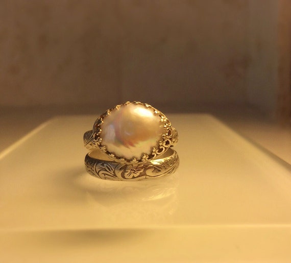 Items similar to Handmade Pearl Ring/Upcycled Pearl and Sterling Silver
