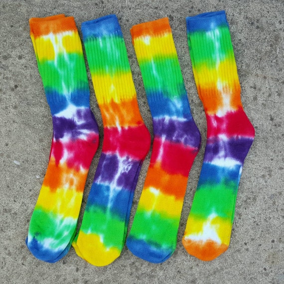 Mens Tie Dye Rainbow Active Socks Cotton Rich