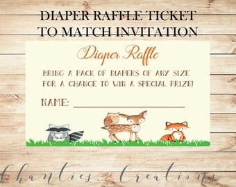 Woodland Baby Shower Diaper Raffle Tickets & Sign Printable