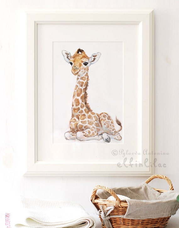 Giraffe nursery print Giclee Safari Nursery Art by ElfinLilac