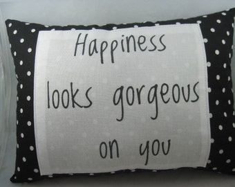 word pillows,quote pillows,polka dot pillow,pillows with sayings,pillows for couch,black and white decor.pillows handmade