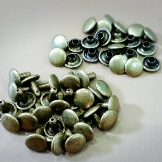 500 pcs 8 mm. Antique Brass Round Double Rivets and Studs
