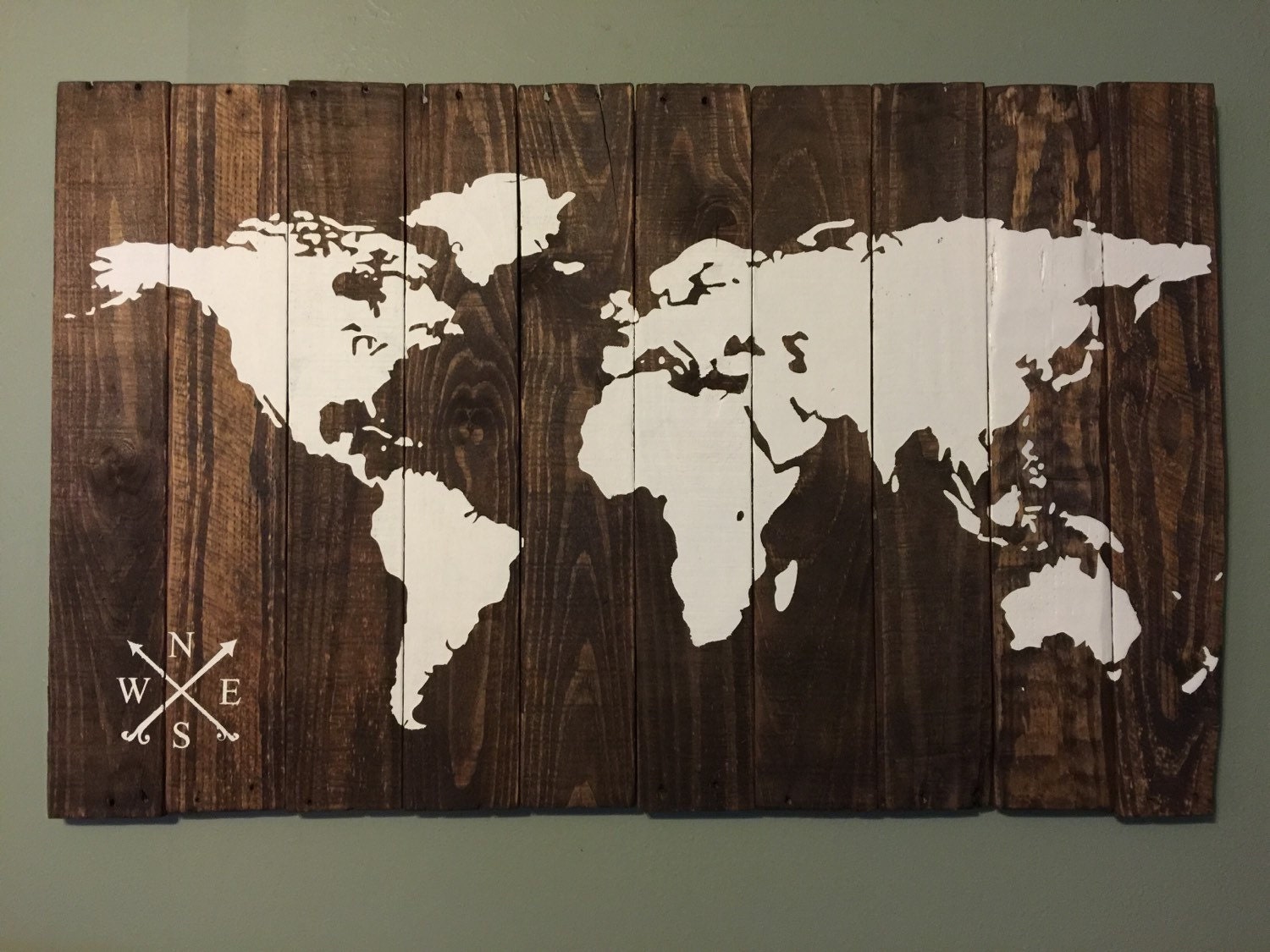 World Map Rustic Wood Map 24x38 By Thetealplank On Etsy 2989