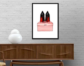 Christian Louboutin Shoes Print Modern Design Poster Louboutin shoes Watercolor decor Fashion Illustration wall art Best price canvas art