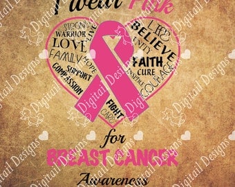 Breast Cancer Awareness Ribbon SVG PNG DXF Eps Fcm Ai Cut file for Silhouette or Cricut. Breast Cancer Design