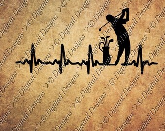 Golf EKG Svg Png Dxf Eps Fcm Ai Cut file for Silhouette, Cricut, Scan n Cut Golfer svg EKG