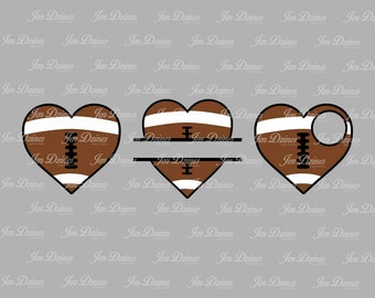 Football heart SVG DXF EPS, split football svg, football file, football monogram, football svg,files for Cricut, Sihouette files, svg files