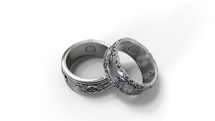  Gothic  wedding bands  his  and hers  set by GreyWolfJewellery