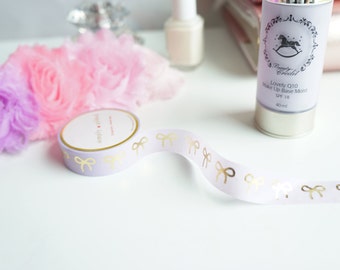 Lavender and champagne gold foil bow washi tape
