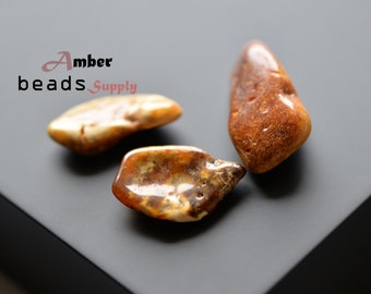 Baltic amber stones. Butterscotch amber color. 3 Pieces. Natural amber piece. Polished amber. Amber stones for Jewelry Making. #1605