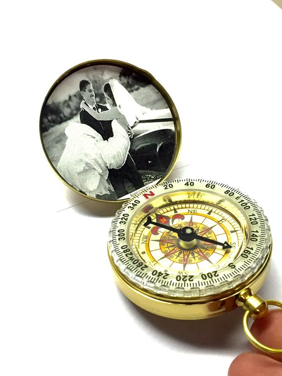 Personalized Engrave Compass Brass compass GOLD Compass Photo