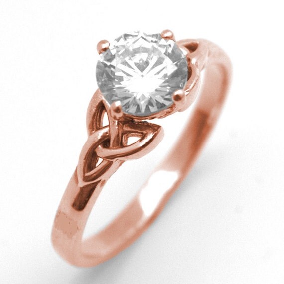 Trinity Knot Ring 1ct DiamondUnique 9ct Rose Gold SS215