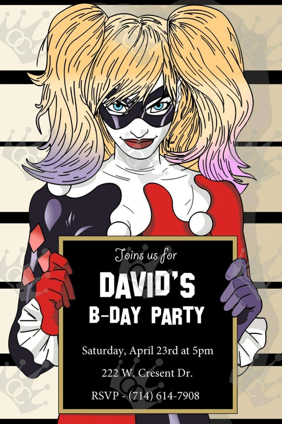 Harley Quinn Birthday Invitations 4